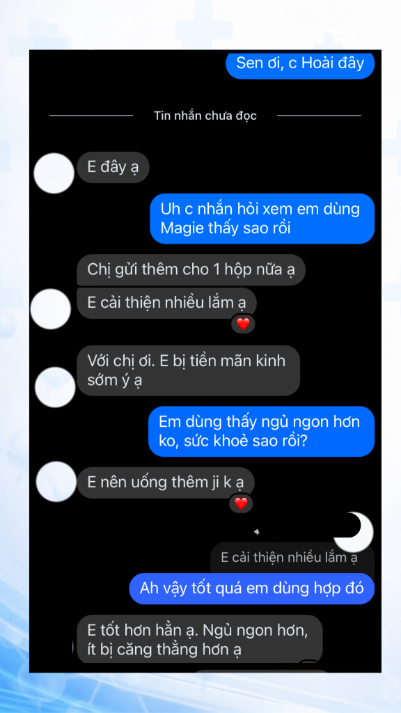 Ảnh chụp tin nhắn thực tế: Khách đặt thêm hộp thứ 2 vì cải thiện nhiều, ít căng thẳng